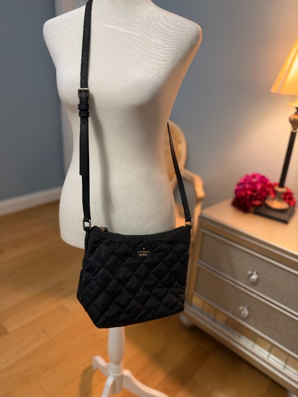 Vintage Kate Spade Ridge Street Lelie Quilted Nylon Black Crossbody Bag Y2K